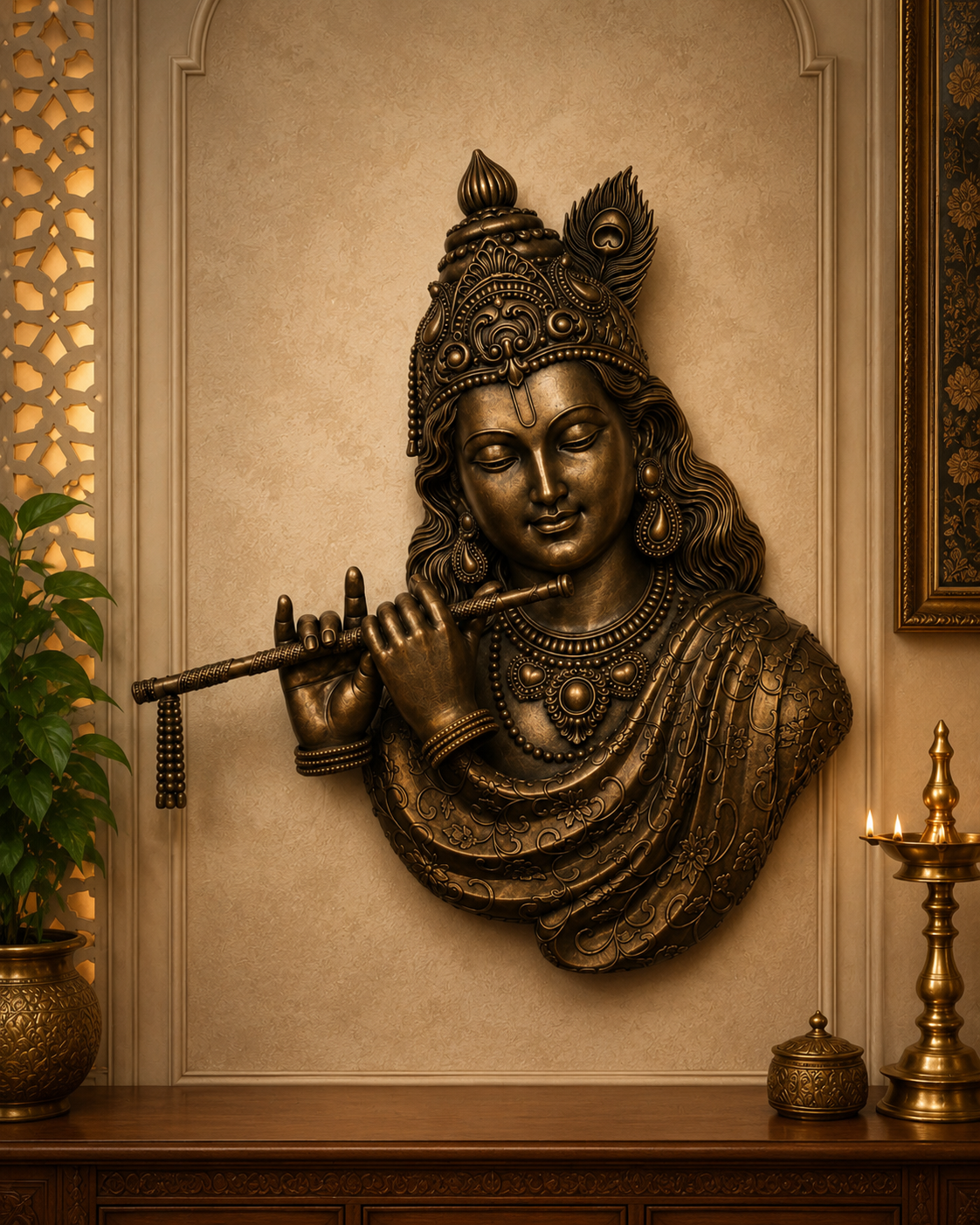Lord Krishna Divine Sculpture – Handcrafted Idol by SK Sculpts