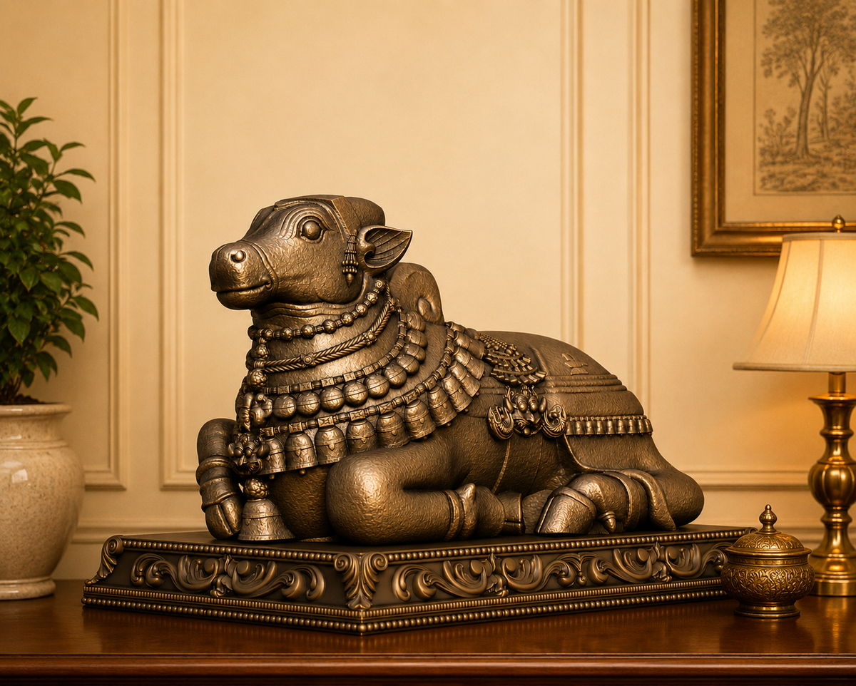 Mahanandi Sacred Nandi Sculpture – Handcrafted Temple Replica by SK Sculpts