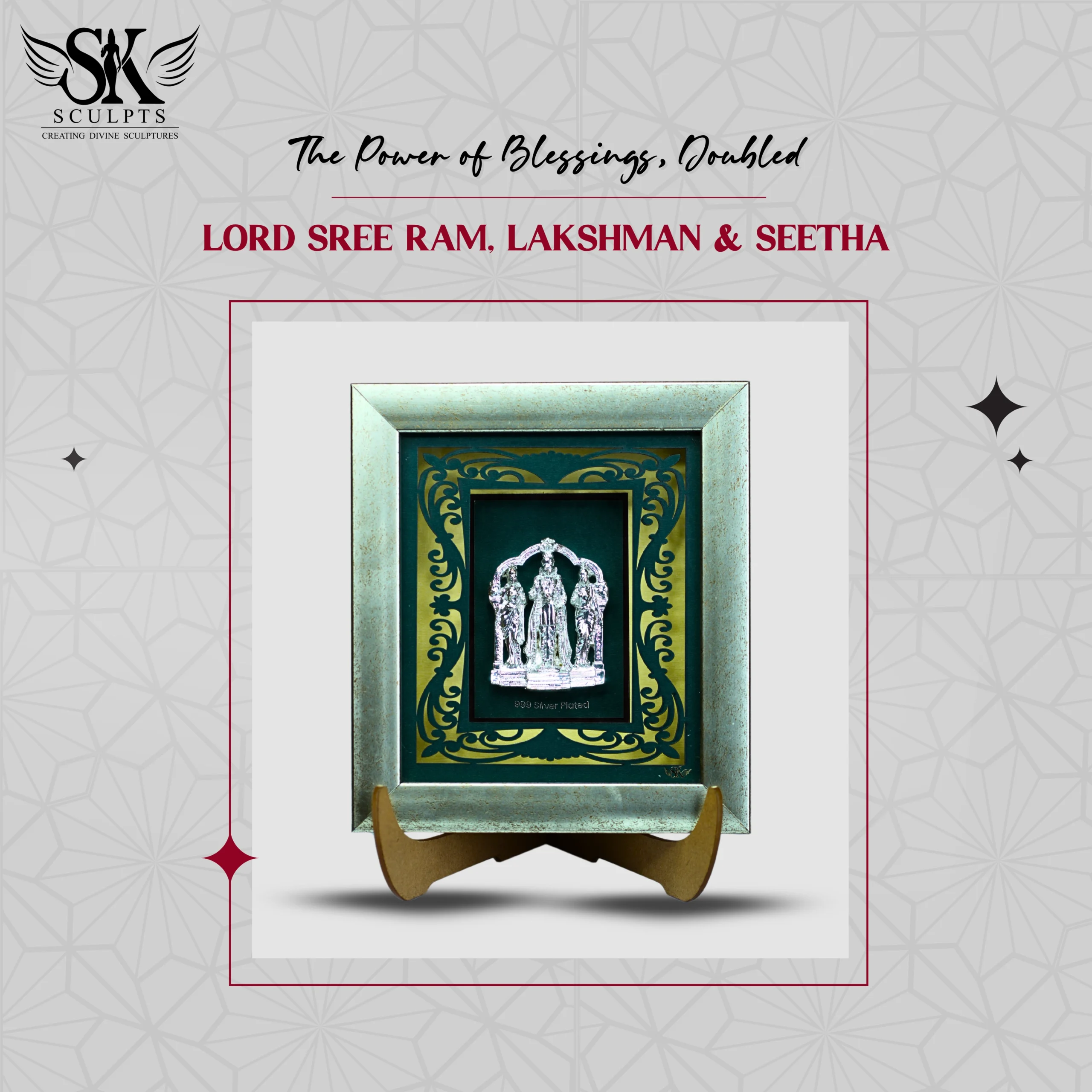 SreeRamLakshmanSeethaP1 LORD SREE RAM, LAKSHMAN & SEETHA SILVER FRAME - Image 1